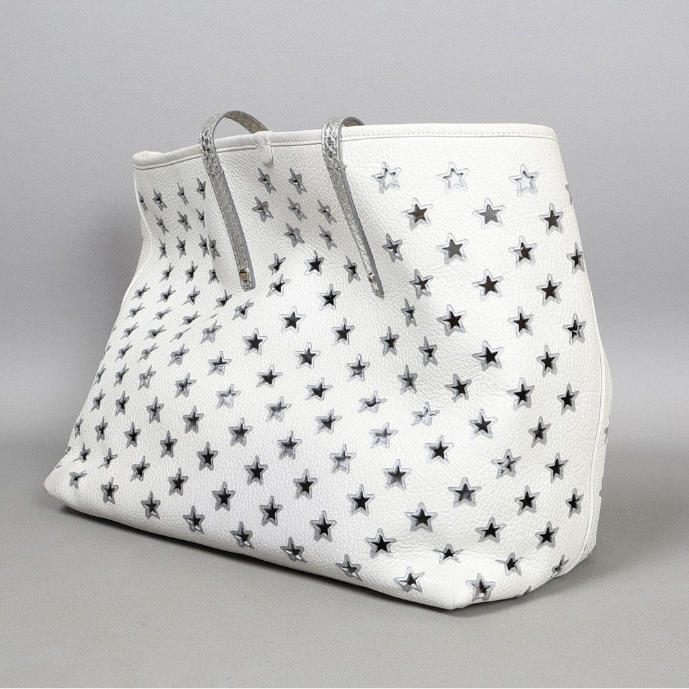 Jimmy Choo Sasha Tote Bag, Star Punching Python Leather, White - Picture 3 of 7